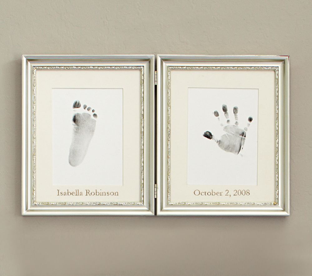 Silver Leaf Handprint and Footprint Frame
